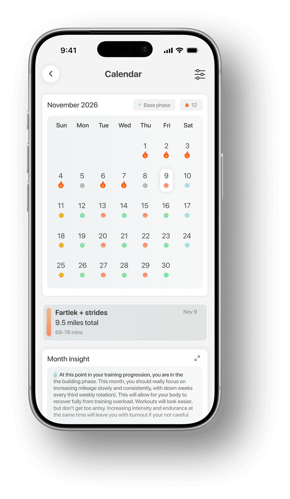 Monthly calendar view